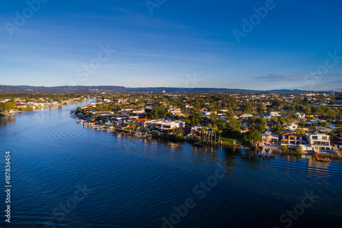 Gold Coast, Queensland/Australia - 9 July 2017: Aerial image over Surfers Paradise and Isle of Capri, Gold Coast Australia