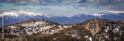 Mount Buffalo, winter view at the top of the snow mountain photo