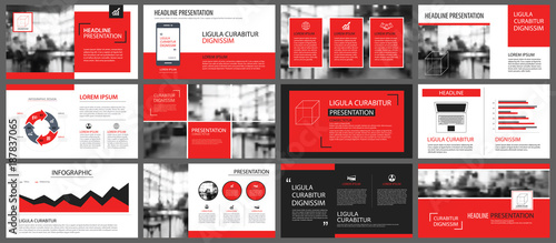 Red and white element for slide infographic on background. Presentation template. Use for business annual report, flyer, corporate marketing, leaflet, advertising, brochure, modern style.