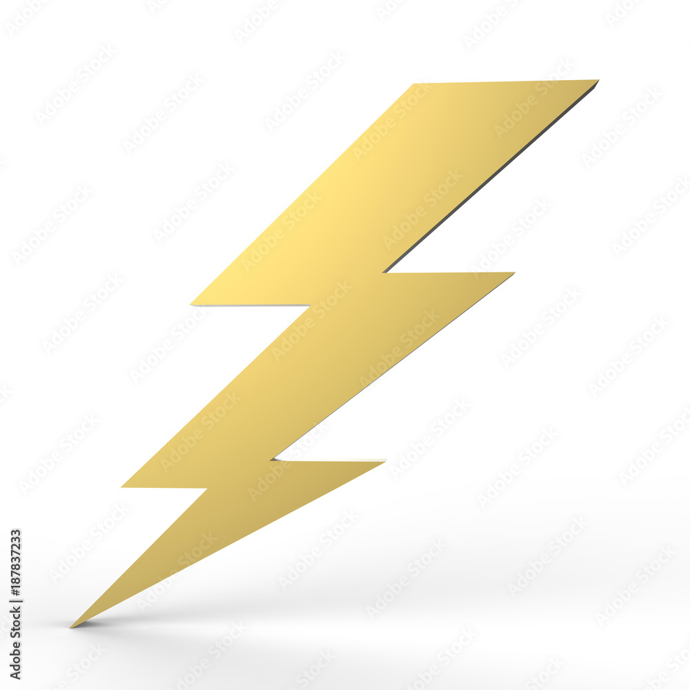 Lightning symbol on isolated white background, 3d illustration Lightning symbol on isolated white background, 3d illustration