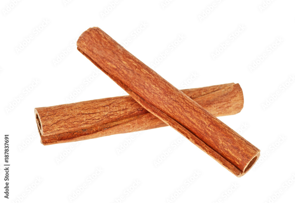 Two cinnamon sticks isolated on white background Two cinnamon sticks isolated on white background