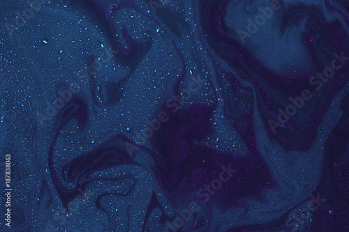 Suminagashi marble texture hand painted with indigo ink. Digital paper 44 performed in traditional japanese suminagashi floating ink technique. Exquisite liquid abstract background. photo