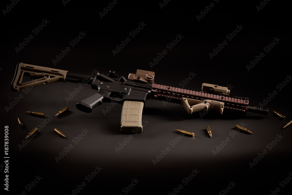 military wallpaper with an assault rifle on a black background military wallpaper with an assault rifle on a black background