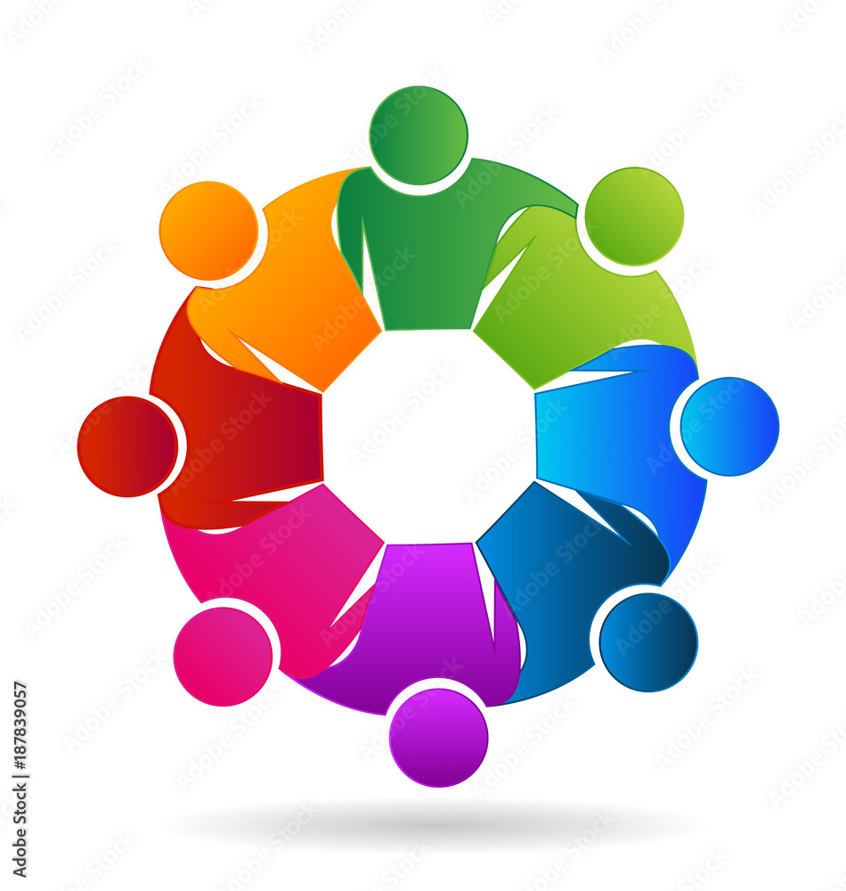 Logo teamwork hug people concept of meeting community social media networking diversity union workers children business vector design Logo teamwork hug people concept of meeting community social media networking diversity union workers children business vector design