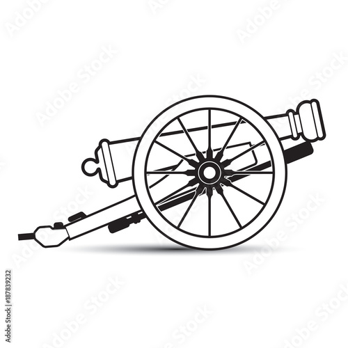 black outline antique cannon vector cartoon