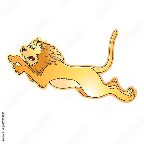 angry lion leaping with roaring vector cartoon