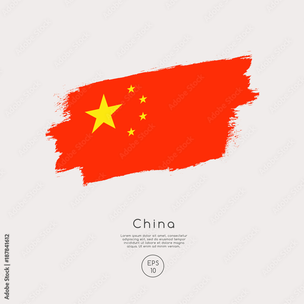 Flag of China in Grunge Brush Stroke : Vector Illustration