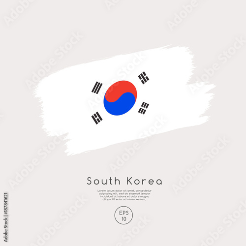Flag of South Korea in Grunge Brush Stroke : Vector Illustration