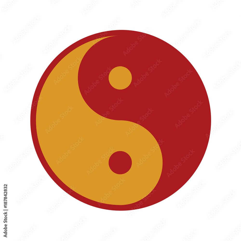 Fototapeta premium Red Gold Yin And Yang Balance Symbol Vector Illustration Graphic