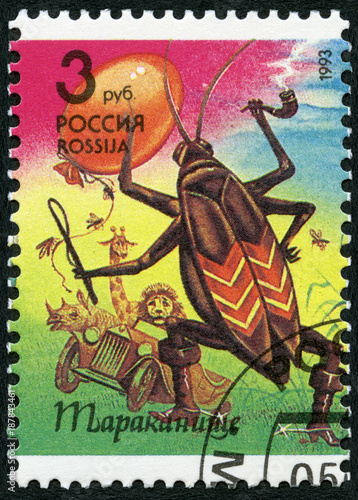 RUSSIA - 1993: shows Big Cockroach, series Characters from books by K.I.Chukovsky photo