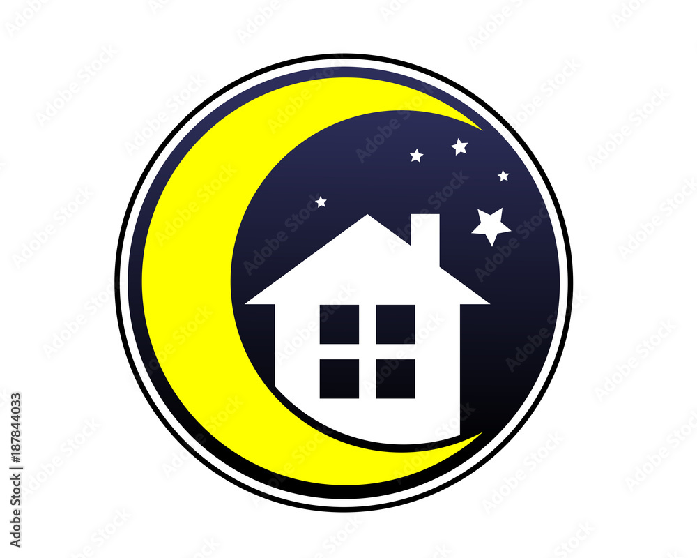 night crescent moon house silhouette image icon night crescent moon house silhouette image icon