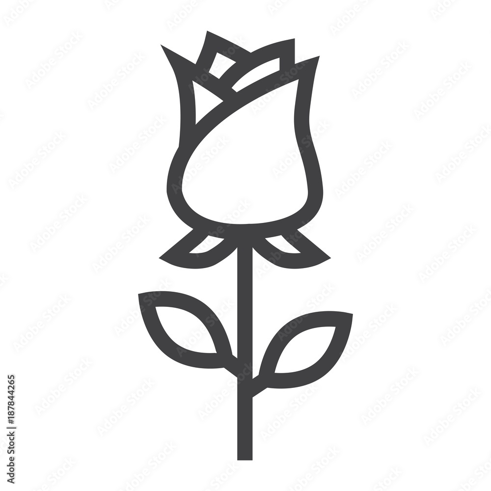 Rose flower line icon, valentines day and romantic, love sign vector graphics, a linear pattern on a white background, eps 10. Rose flower line icon, valentines day and romantic, love sign vector graphics, a linear pattern on a white background, eps 10.