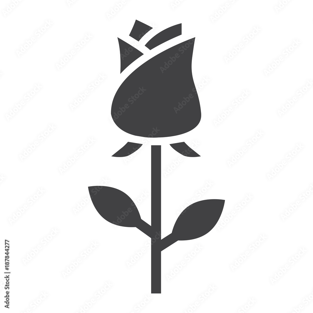 Rose flower glyph icon, valentines day and romantic, love sign vector graphics, a solid pattern on a white background, eps 10. Rose flower glyph icon, valentines day and romantic, love sign vector graphics, a solid pattern on a white background, eps 10.