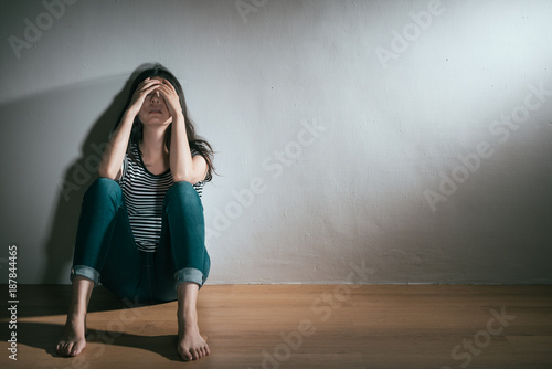 woman having depression bipolar disorder trouble photo