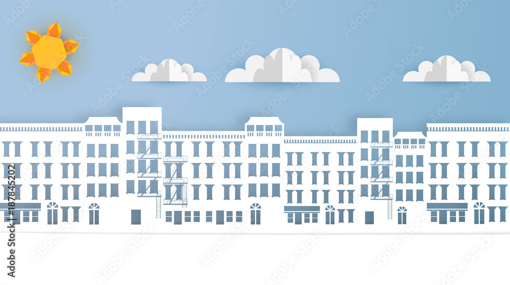 Vector Paper Art Landscape, Urban Scene. Origami Paper Buildings. Vector Paper Art Landscape, Urban Scene. Origami Paper Buildings.