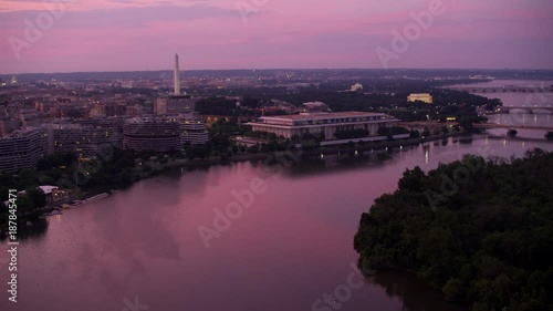 Washington, D.C. circa-2017, flying down Potomac River at sunrise.  Shot with Cineflex and RED Epic-W Helium. 