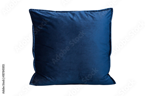 cobalt blue cushion on white background, isolated photo