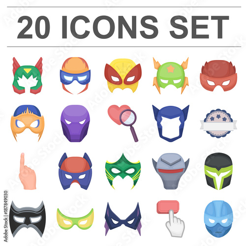 Carnival mask cartoon icons in set collection for design.Mask on the eyes and face vector symbol stock web illustration.
