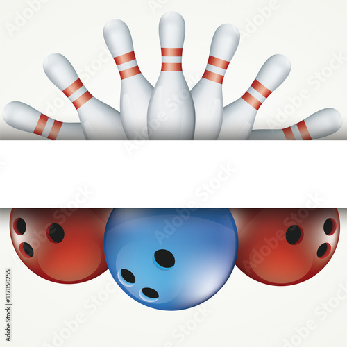 Bowling Balls Pins Paper Banner Flyer