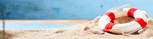 Summer vacations and tropical beach banner