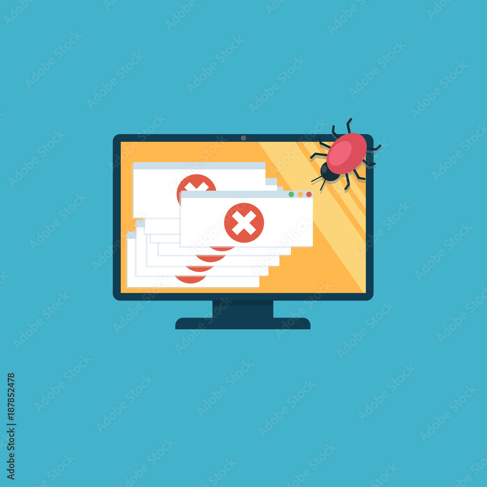 Computer virus. The computer is infected, there are a lot of alert messages. Computer virus. The computer is infected, there are a lot of alert messages.