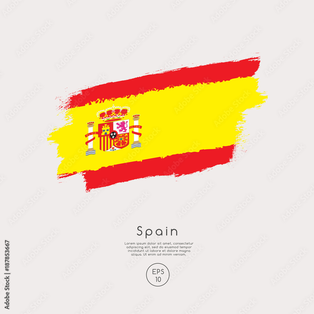 Obraz premium Flag of Spain in Grunge Brush Stroke : Vector Illustration