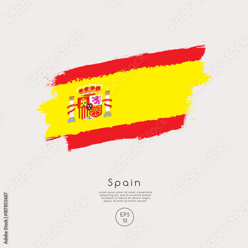 Flag of Spain in Grunge Brush Stroke : Vector Illustration