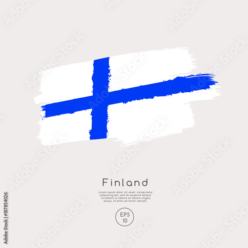Flag of Finland in Grunge Brush Stroke : Vector Illustration
