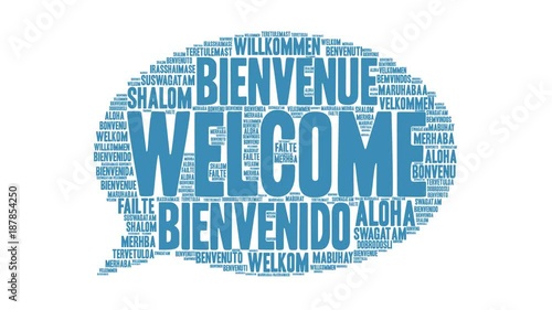 International Welcome Animated Word Cloud. Each word used in this word cloud is another language's version of the word Welcome. 