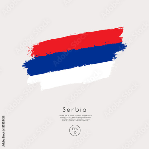 Flag of Serbia in Grunge Brush Stroke   Vector Illustration