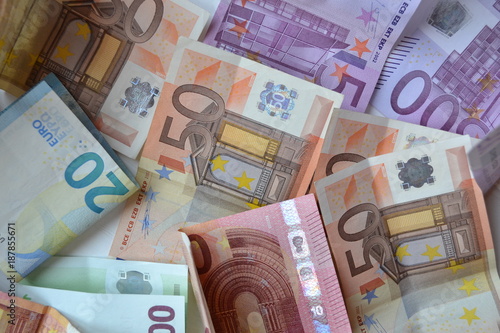 Euro money baknotes. European currency. Money background. photo