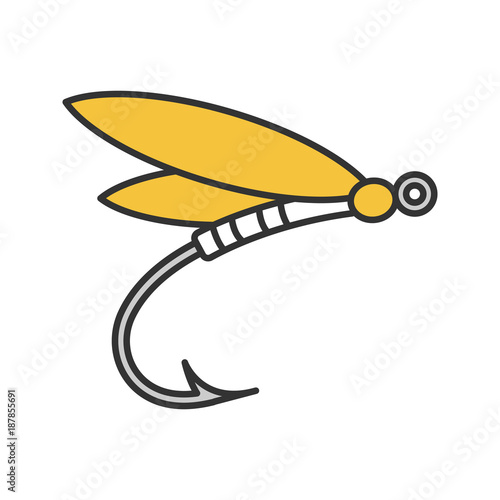 Fly fishing color icon