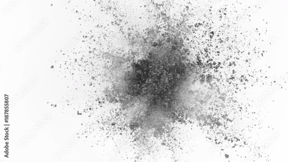 Gray powder exploding on white background in super slow motion, shot with Phantom Flex 4K Gray powder exploding on white background in super slow motion, shot with Phantom Flex 4K