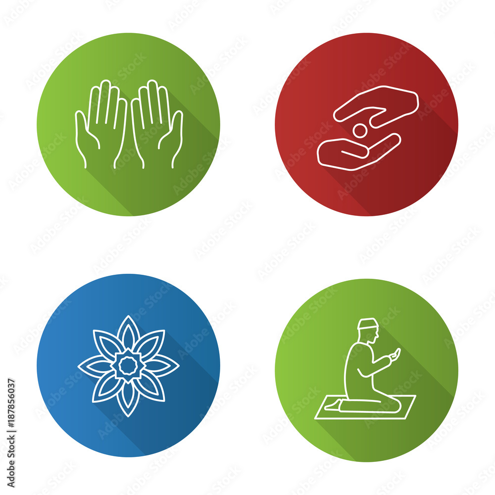 Islamic culture flat design long shadow glyph icon Islamic culture flat design long shadow glyph icon