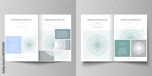 Business templates for bi fold brochure, magazine, flyer, booklet. Cover design template, abstract vector layout in A4 size. Minimalistic background with lines. Gray geometric shapes, simple pattern.