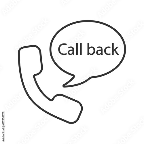 Handset and speech bubble with call back inside linear icon