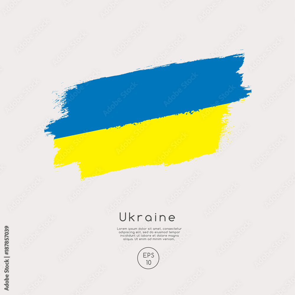 Obraz premium Flag of Ukraine in Grunge Brush Stroke : Vector Illustration