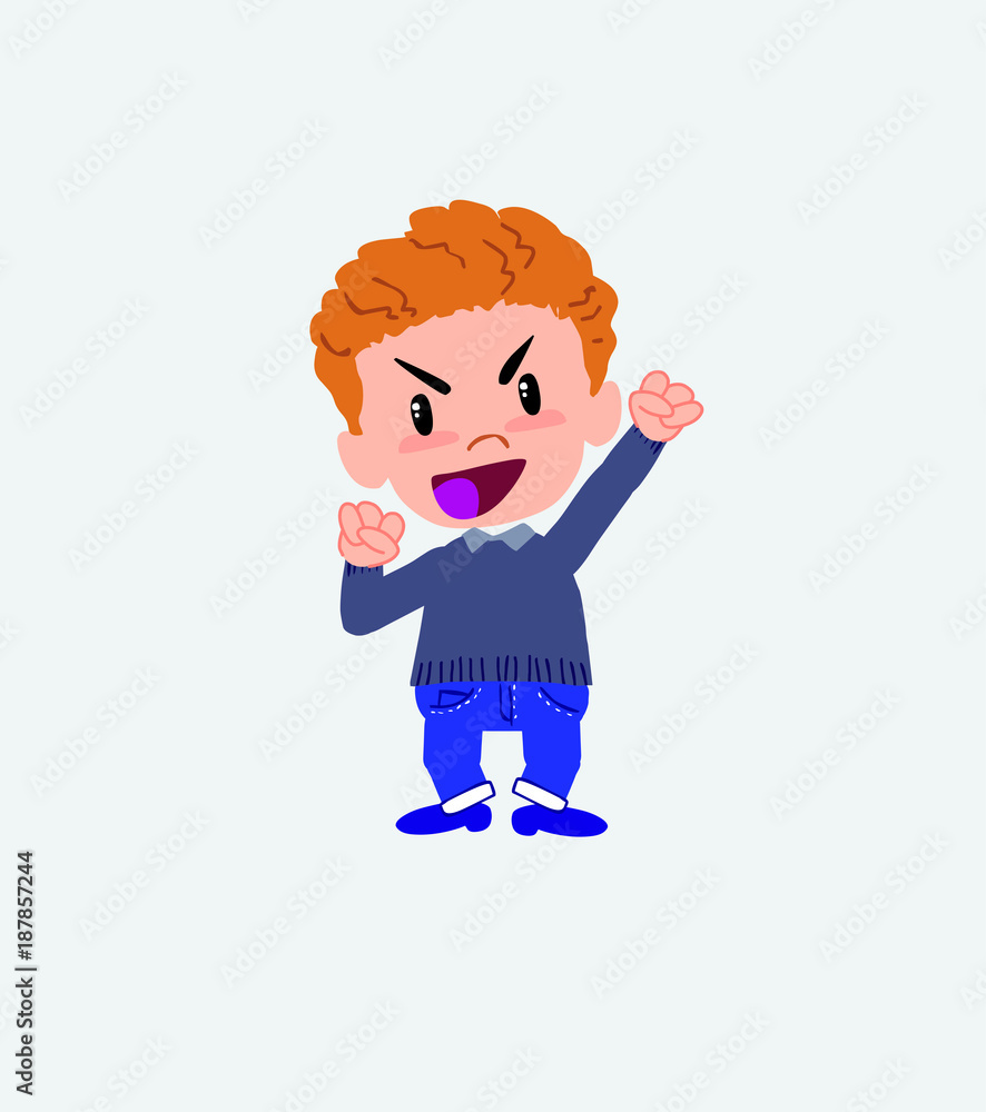 White boy in jeans cheering enthusiastically. White boy in jeans cheering enthusiastically.