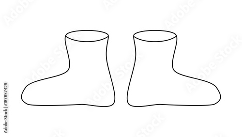 rubber boots outline, cartoon simple gumboots isolated on white background