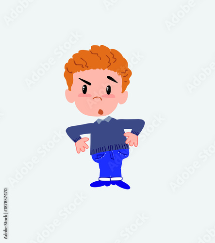 White boy in jeans with an expression of unpleasant surprise.