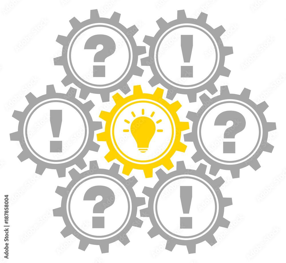 7 Gears Question, Idea & Answer Grey/Yellow Outline 7 Gears Question, Idea & Answer Grey/Yellow Outline
