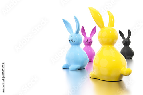 Photography CMYK easter bunny figures