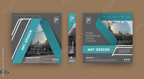 Black business card mockup. A4 brochure cover design. hi tech info banner. Title sheet model set. Modern vector front page art. Urban city house texture. Green lines frame icon. Ad flyer text font