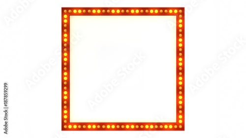 Red Marquee light board sign retro on white background. 3d rendering