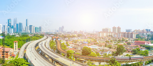 Photography elevated road in midtown of modern city