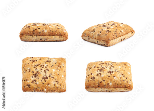 Square burger bread isolated
