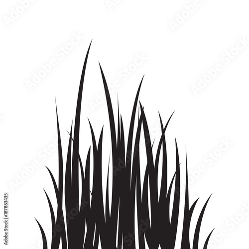 Carved silhouette flat icon, simple vector design. Cartoon grass. Illustration for nature, flora, plants, landscape