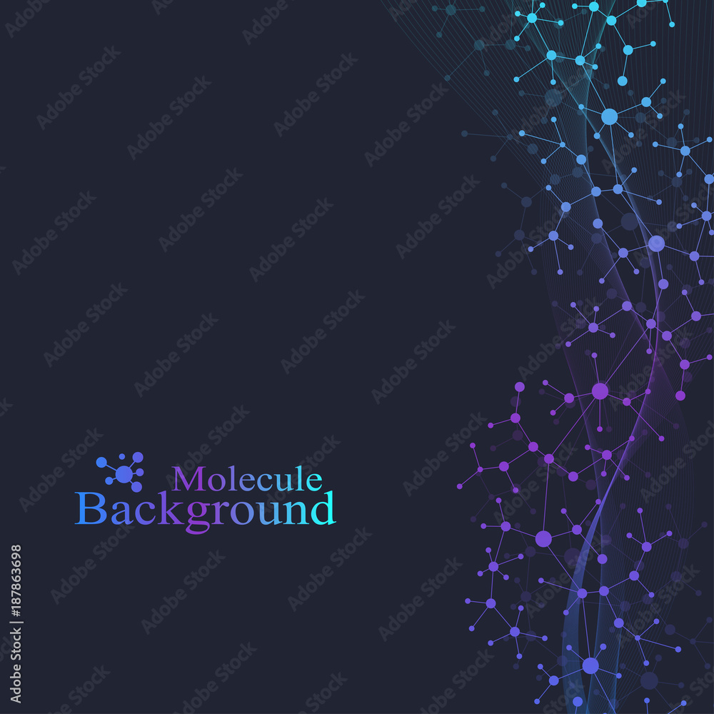 Structure molecule and communication. Dna, atom, neurons. Scientific molecule background for medicine, science, technology, chemistry. Vector illustration