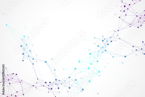 Structure molecule and communication. Dna, atom, neurons. Scientific molecule background for medicine, science, technology, chemistry. Vector illustration