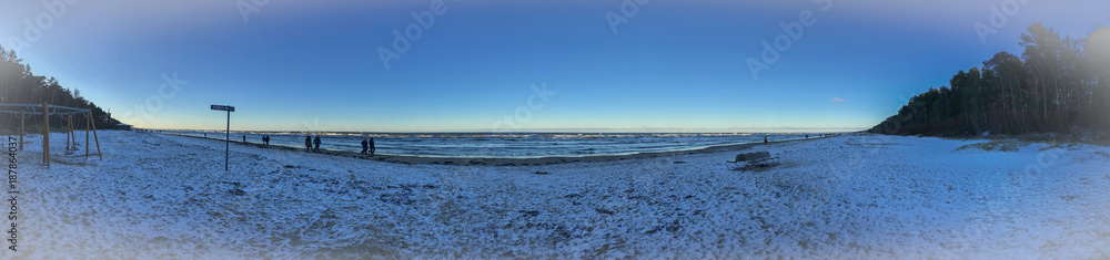 Baltic Sea in winter panorama  